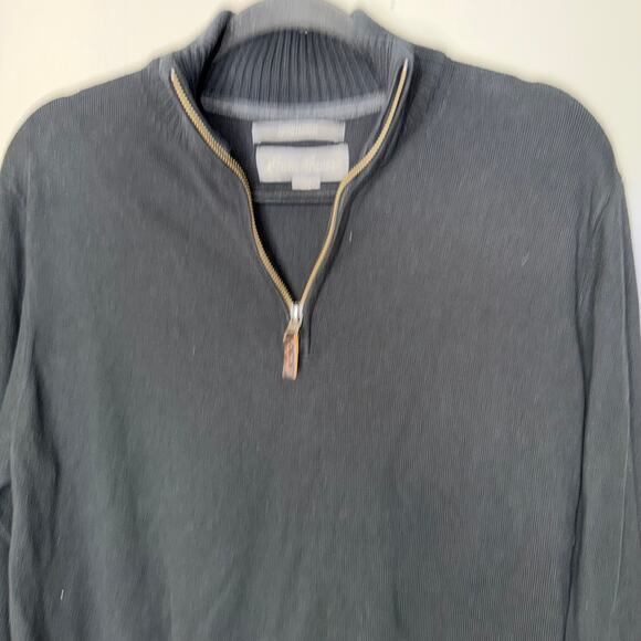 Eddie Bauer Cotton Cashmere Men Large Black 1/4 Zip Pullover Long Sleeve Sweater - Picture 1 of 8